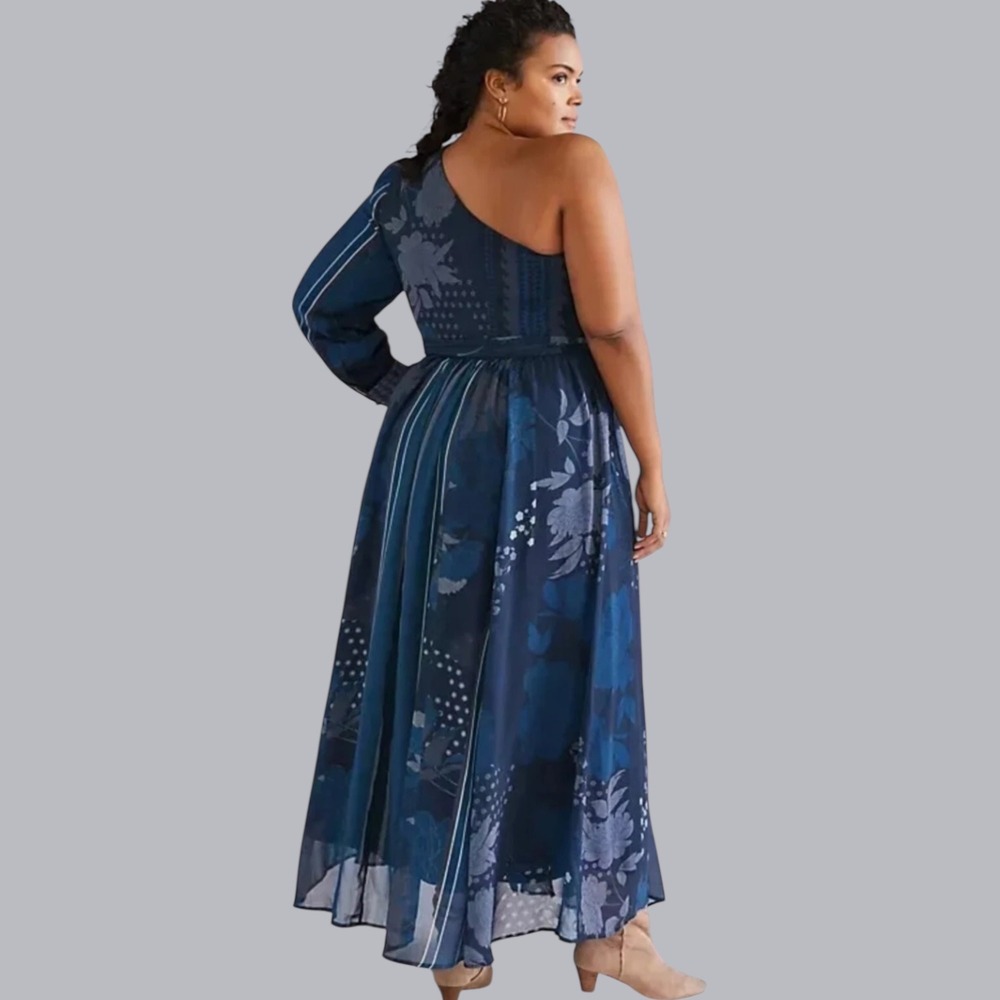 Nikita Mhaisalkar Anthropologie Women's 1X One-Shoulder Floral Print Maxi Dress - Picture 2 of 16